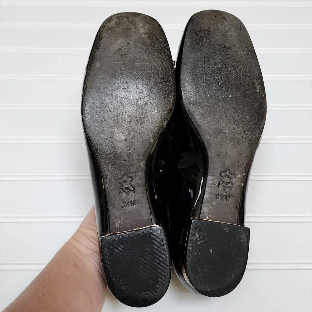 Tory Burch Women's Black Patent Leather Loafer Shoes Size 6.5